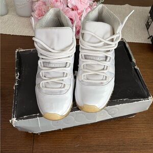 Jordan Men’s White Sneakers with Gold Toe Caps
